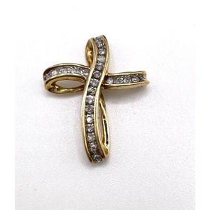 Vintage Estate 14K Gold Religious Cross Diamond Pendant with .50 CT PE133
